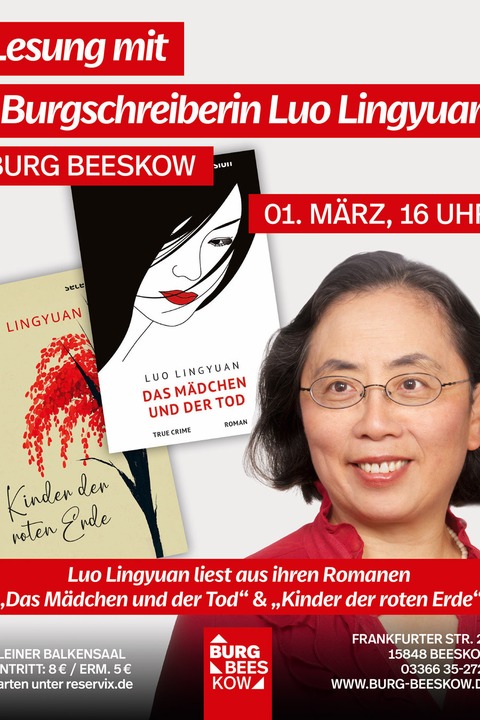 Lesung der Burgschreiberin Luo Lingyuan - „Das M�dchen und der Tod“ & „Kinder der roten Erde“ - Beeskow - 01.03.2026 16:00
