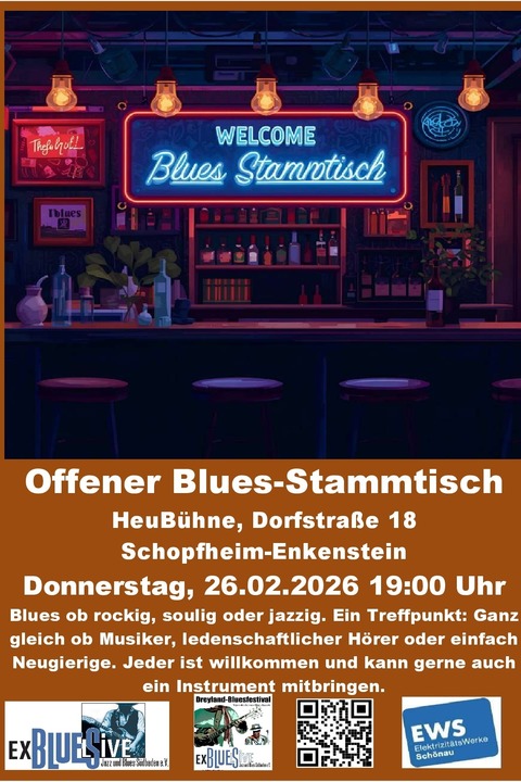 Blues-Stammtisch mit Live-Musik - Schopfheim - 26.02.2026 19:00