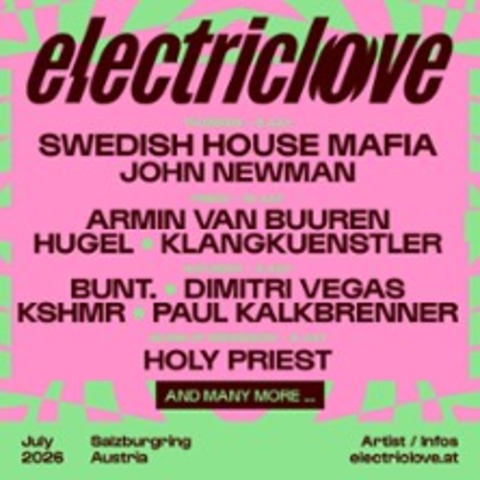 Electric Love Festival 2026 - Single Day Freitag - PLAINFELD - 10.07.2026 16:00