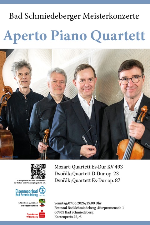 Bad Schmiedeberger Meisterkonzerte - Aperto Piano Quartett - Bad Schmiedeberg - 07.06.2026 15:00