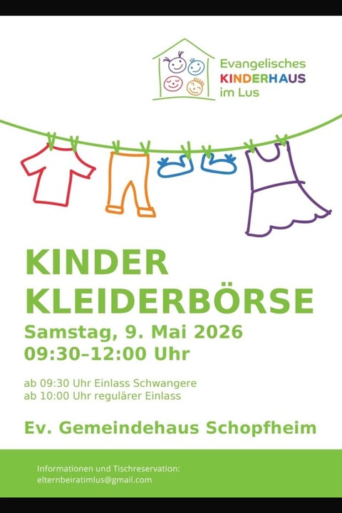 Kinderkleiderb�rse - Schopfheim - 09.05.2026 09:30