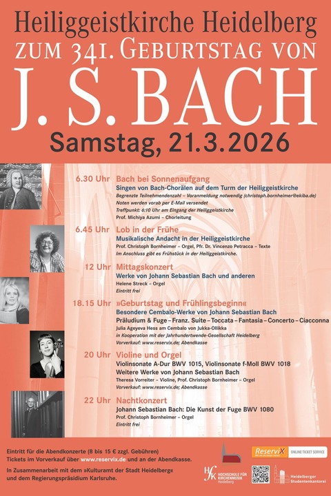 Festtag zum Geburtstag von Johann Sebastian Bach - Geburtstag und Fr�hlingsbeginn - Besondere Cembalowerke von Bach - Heidelberg - 21.03.2026 18:15