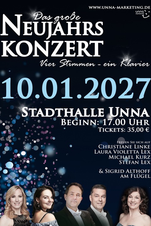 Das gro�e Neujahrskonzert - Vier Stimmen - ein Klavier - Unna - 10.01.2027 17:00