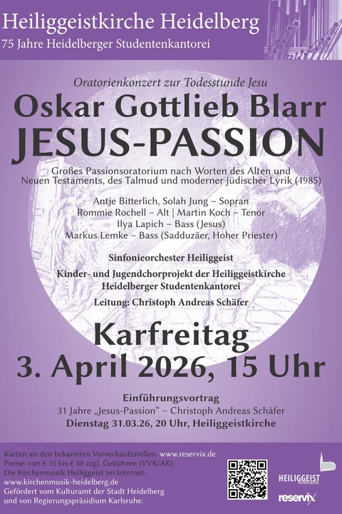 Konzert zur Sterbestunde Jesu - Oskar Gottlieb Blarr „Jesus-Passion“ - Heidelberg - 03.04.2026 15:00