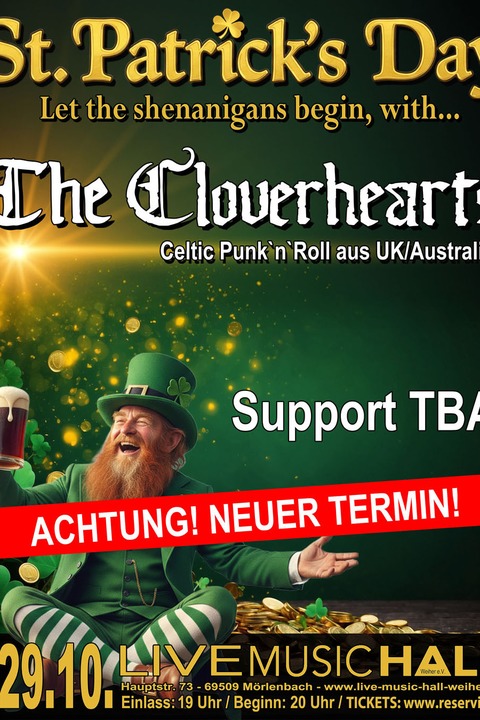 The Cloverhearts + Support - Finest Folk-Punk-Rock ever! - M�rlenbach - 29.10.2026 20:00