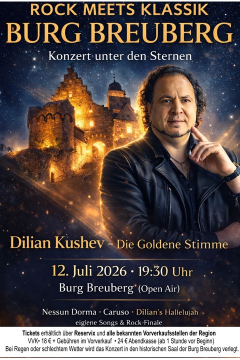 Dilian Kushev - Pop & Rock Konzert „Die Liebe ebnet die Welt“ - Rock meets Klassik - Breuberg - 12.07.2026 19:30