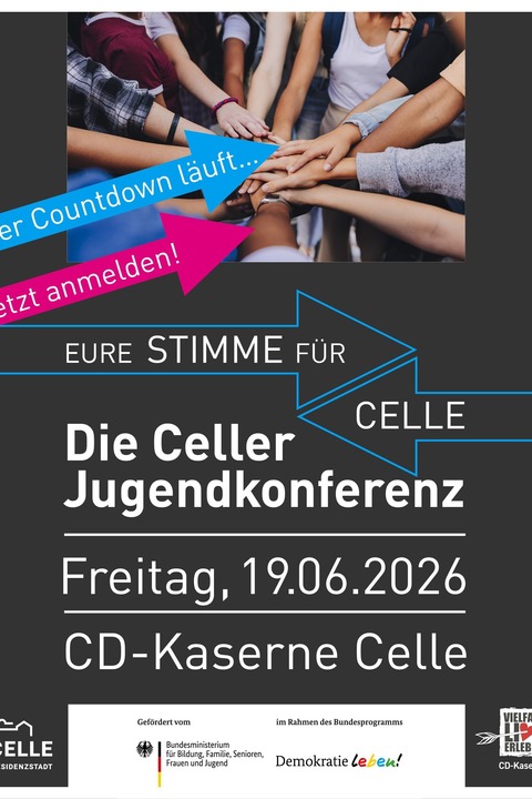 7. Celler Jugendkonferenz 2026: Jugendliche diskutieren Zukunftsthemen - Anmeldungen ab sofort m�glich - Celle - 19.06.2026 08:30