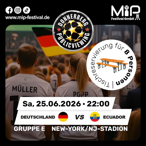 Public Viewing am Donnerberg - Deutschland vs. Ecuador - Pre-Party mit Live Saxophonisten - Essen-Stadtbezirke IV - 25.06.2026 16:00