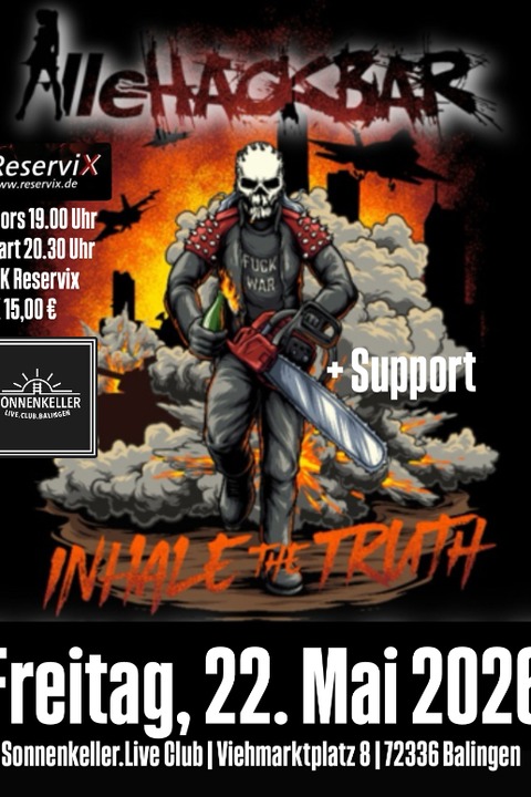 Alle Hackbar - Inhale The Truth Tour 2026 - Balingen - 22.05.2026 20:30