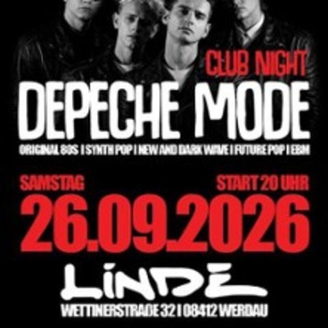 Depeche Mode 80s Club Night - WERDAU - 26.09.2026 20:00