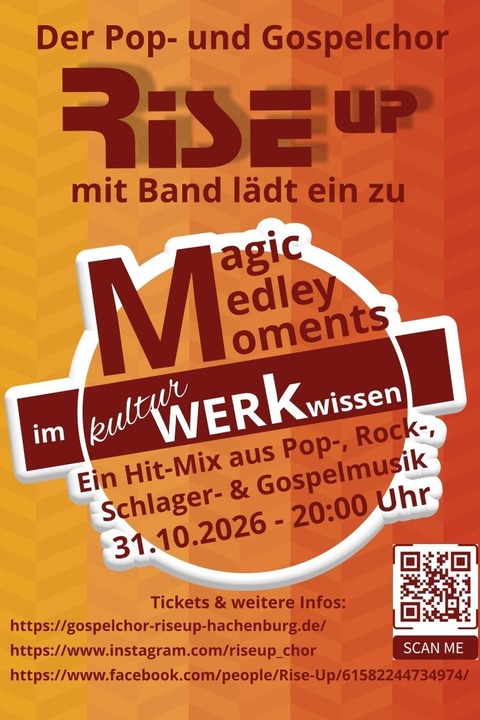 Magic Medley Moments - Ein Hit-Mix aus Pop-, Rock-, Schlager- & Gospelmusik - Wissen - 31.10.2026 20:00