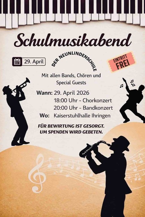 Musikabend der Neunlindenschule - Ihringen - 29.04.2026 18:00