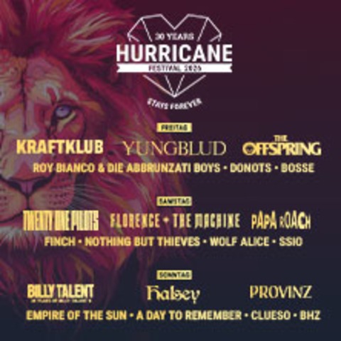 Tagespass Samstag | Hurricane Festival 2026 - SCHEESSEL - 20.06.2026 12:00