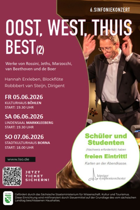 Sinfoniekonzerte 25/26 - VI. Sinfoniekonzert - Oost, west, thuis best (2) - Borna - 07.06.2026 18:00