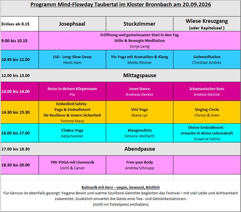 MIND-FLOWDAY Kloster Bronnbach - Wertheim - 20.09.2026 09:00