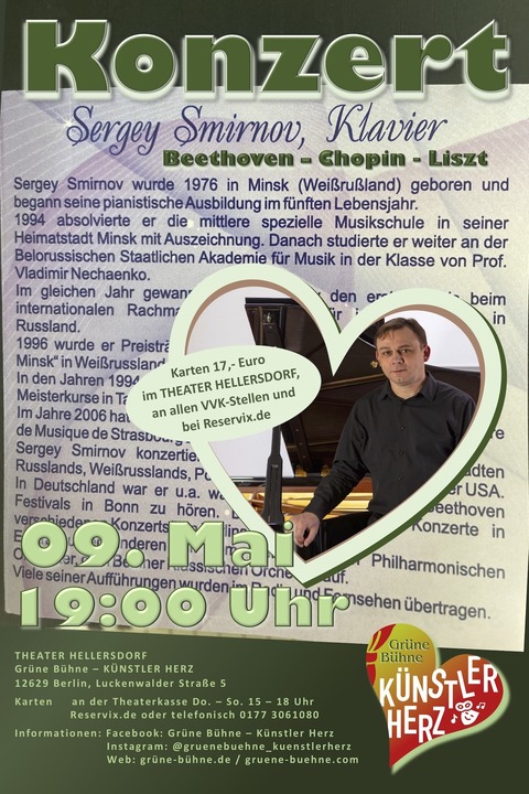 Klavier-Konzert Sergey Smirnov - Beeothoven, Copin, Liszt - Berlin - 09.05.2026 19:00
