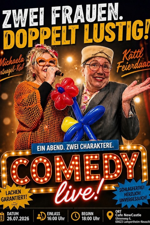 Comedy live - Zwei Frauen. Doppelt lustig! - Lampertheim Neuschloss - 26.07.2026 18:00