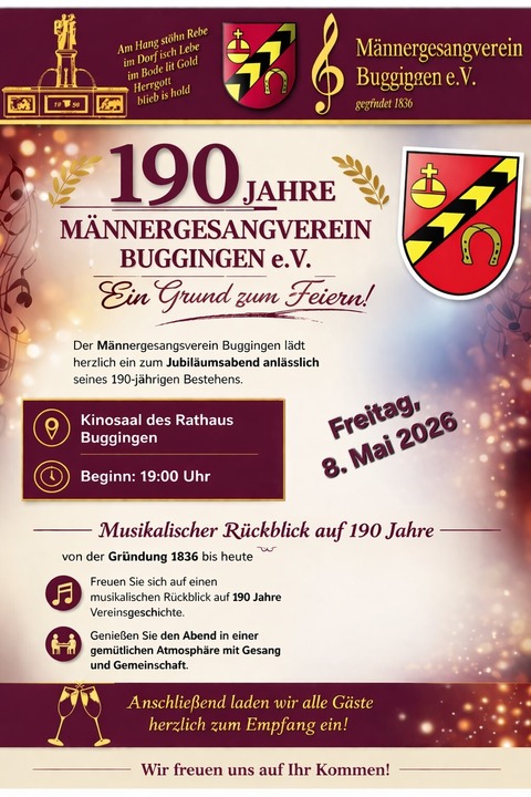 190 Jahre M�nnergesangsverein Buggingen - Buggingen - 08.05.2026 19:00