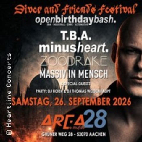 Diver & Friends Festival 2026 - T.B.A., Minusheart, Zoodrake, Massiv in Mensch - AACHEN - 26.09.2026 19:30