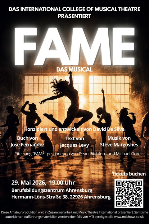 Fame das Musical - Absolventenprojekt des ICMT in Ahrensburg (in englischer Sprache) - Fame das Musical - Ahrensburg - 29.05.2026 19:00