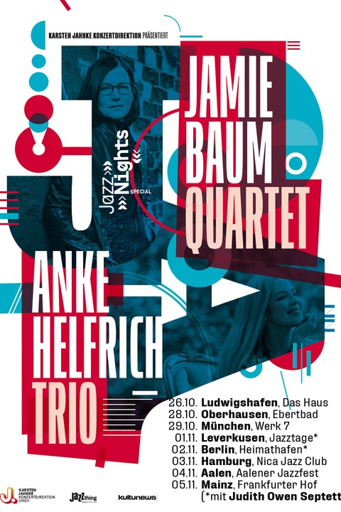 JAMIE BAUM QUARTET & ANKE HELFRICH TRIO - JAZZNIGHTS SPECIAL - Mainz - 05.11.2026 20:00