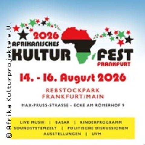 3 Tages Ticket - 18. Afrikanisches Kulturfest 2026 - FRANKFURT - 14.08.2026 16:00