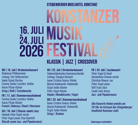 Konstanzer Musikfestival | Jazz- und Popularmusic - Konstanz - 24.07.2026 20:00