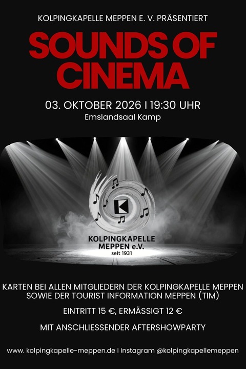 Sounds of Cinema - Pr�sentiert von der Kolpingkapelle Meppen e.V. - Meppen - 03.10.2026 19:30