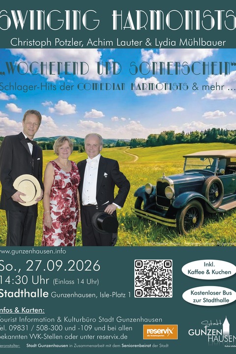 Swinging Harmonists - „Wochenend und Sonnenschein“ - Gunzenhausen - 27.09.2026 14:30