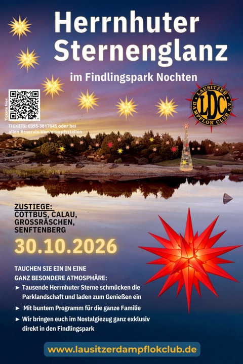 Herrnhuter Sternenglanz im Findlingspark Nochten - Familien-Nostalgiezug zum Fest! - Cottbus - 30.10.2026 00:00