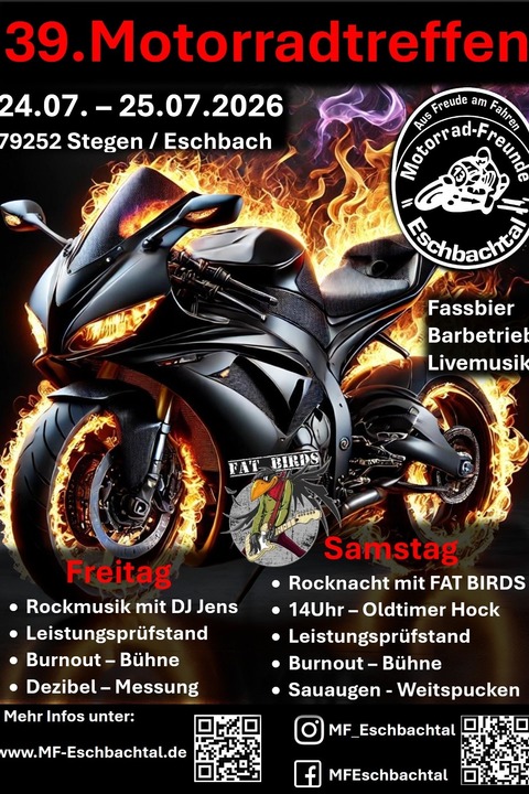 Motorradtreffen - Motorradfreunde Eschbachtal - Stegen - 24.07.2026 18:00
