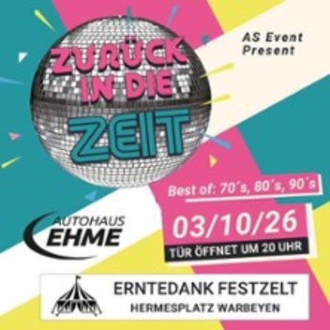 Zur�ck in die Zeit - Die Zeitreise Party - KLEVE - WARBEYEN - 03.10.2026 20:00